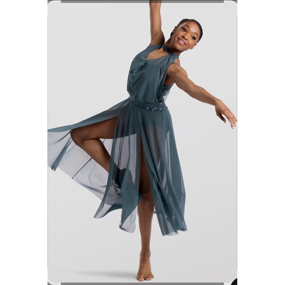 Weissman Almost Faded Lyrical Dance Costume 14155 Sequin Mesh Blue MA Adult